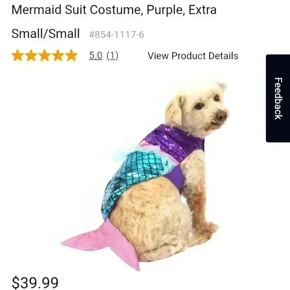 Party  City Mermaid Dog Costume - size L/XL Bnwt - Picture 2 of 5